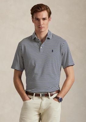 Polo Ralph Lauren Men's Classic Striped Soft Cotton Polo Shirt, Navy Blue, 2XL