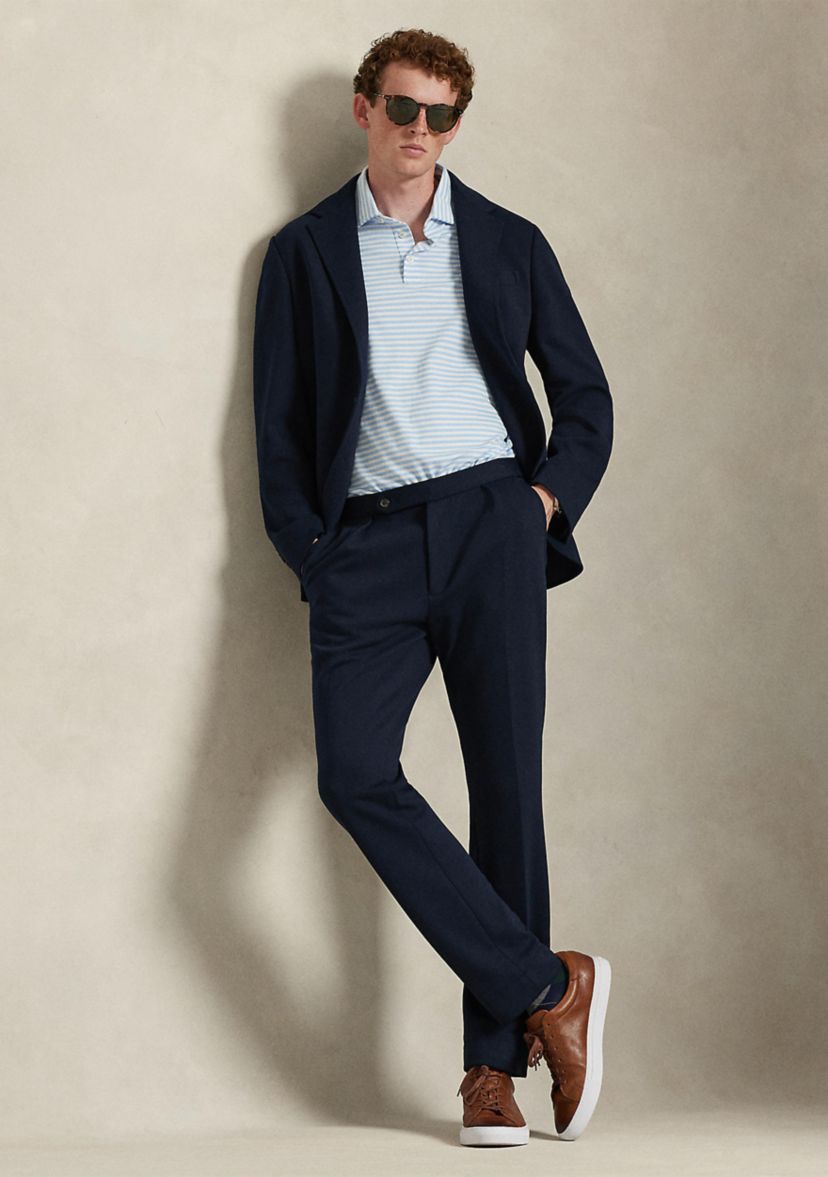 Mens Classic Striped Soft Cotton Polo Shirt