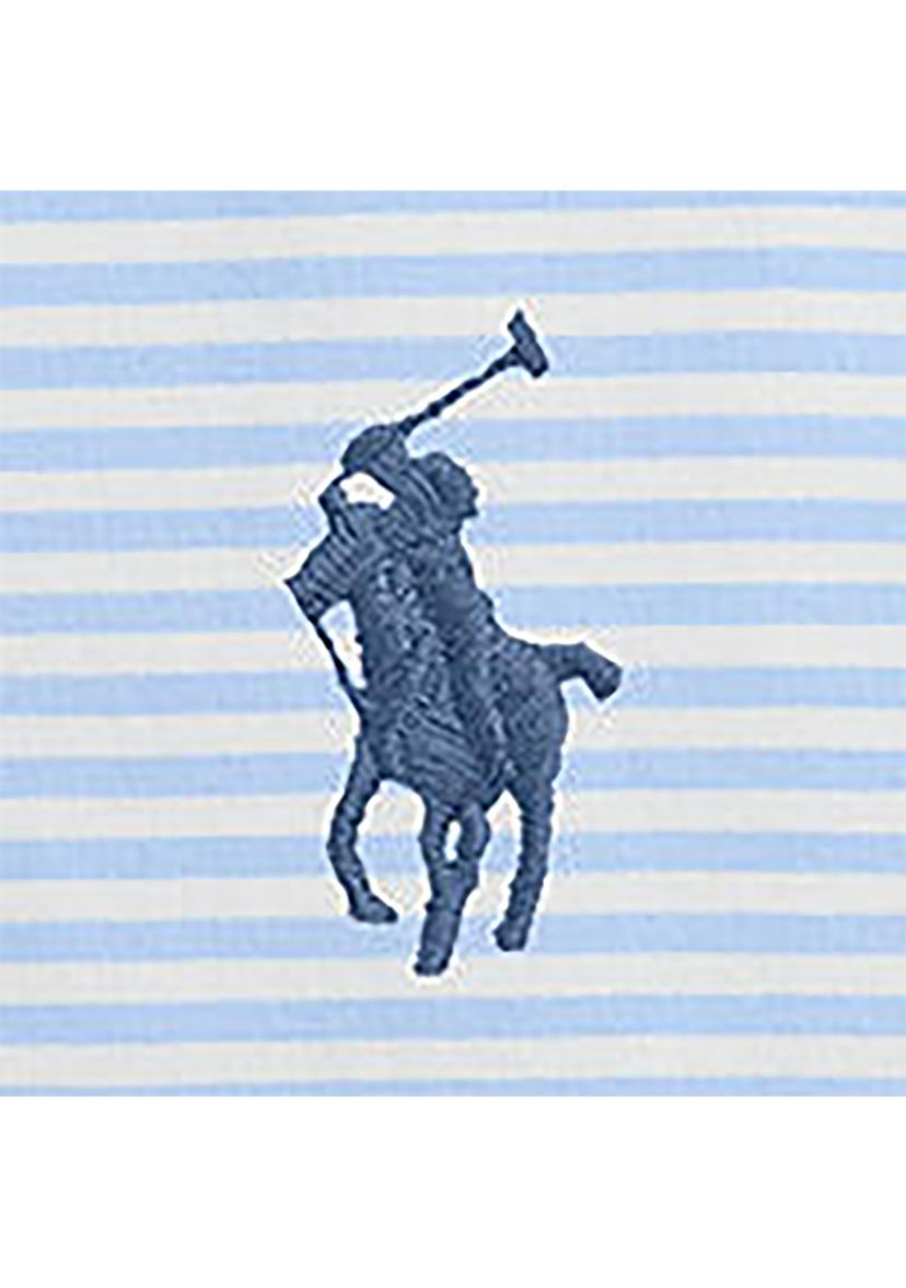 Mens Classic Striped Soft Cotton Polo Shirt