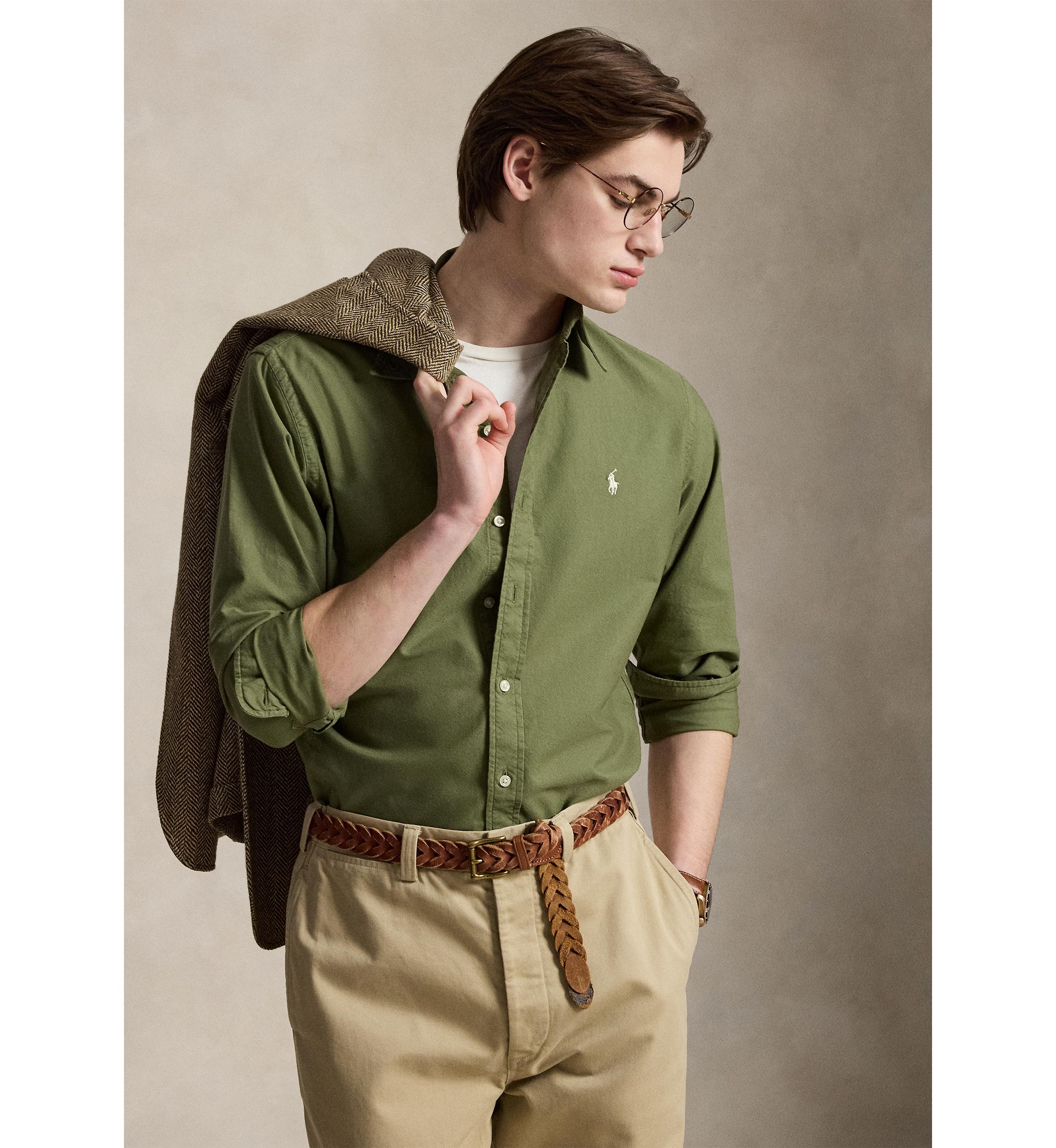 ralph lauren casual dress shirts Classic-fit shirt with logo Classic Fit Polo Mens Long Sleeve Casual
