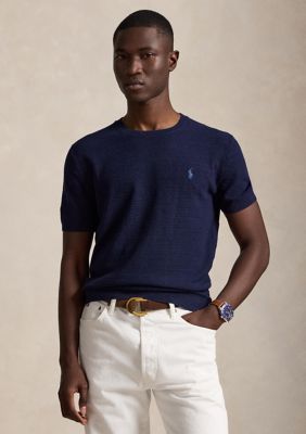 Polo Ralph Lauren Men's Textured Cotton-Linen Sweater, Blue, 2XL