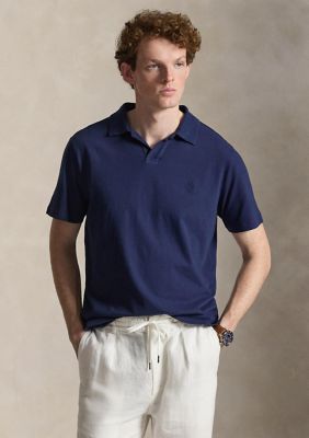 Polo Ralph Lauren Men's Standard Fit Cotton-Linen Polo Shirt, Navy Blue, 2XL