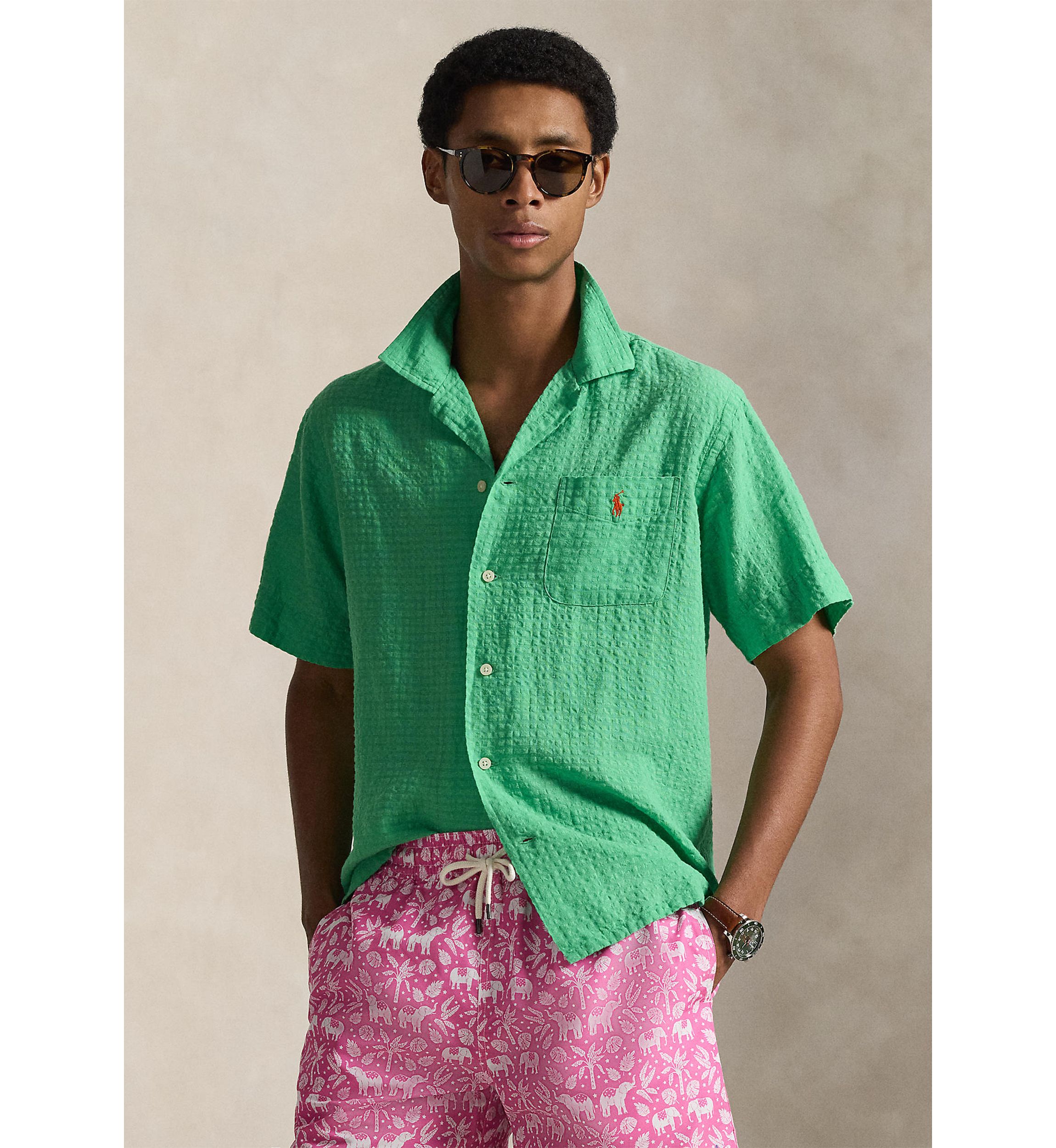 Polo Ralph Lauren Classic Fit Linen-Blend Seersucker Shirt | Belk