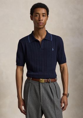 Polo Ralph Lauren Men's Textured Cotton Polo Sweater, Blue, 2XL