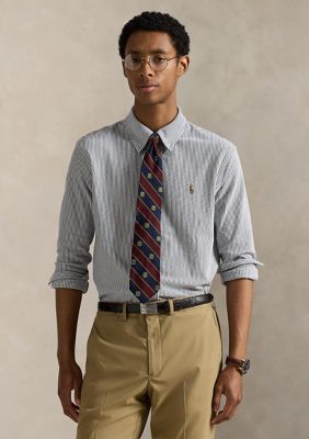 Polo Ralph Lauren Men's Striped Knit Oxford Shirt, Navy Blue, 2XL