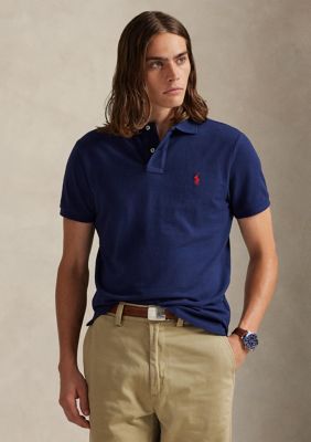 Polo Ralph Lauren Men's Custom Slim Fit Mesh Polo, Navy Blue, 2XL