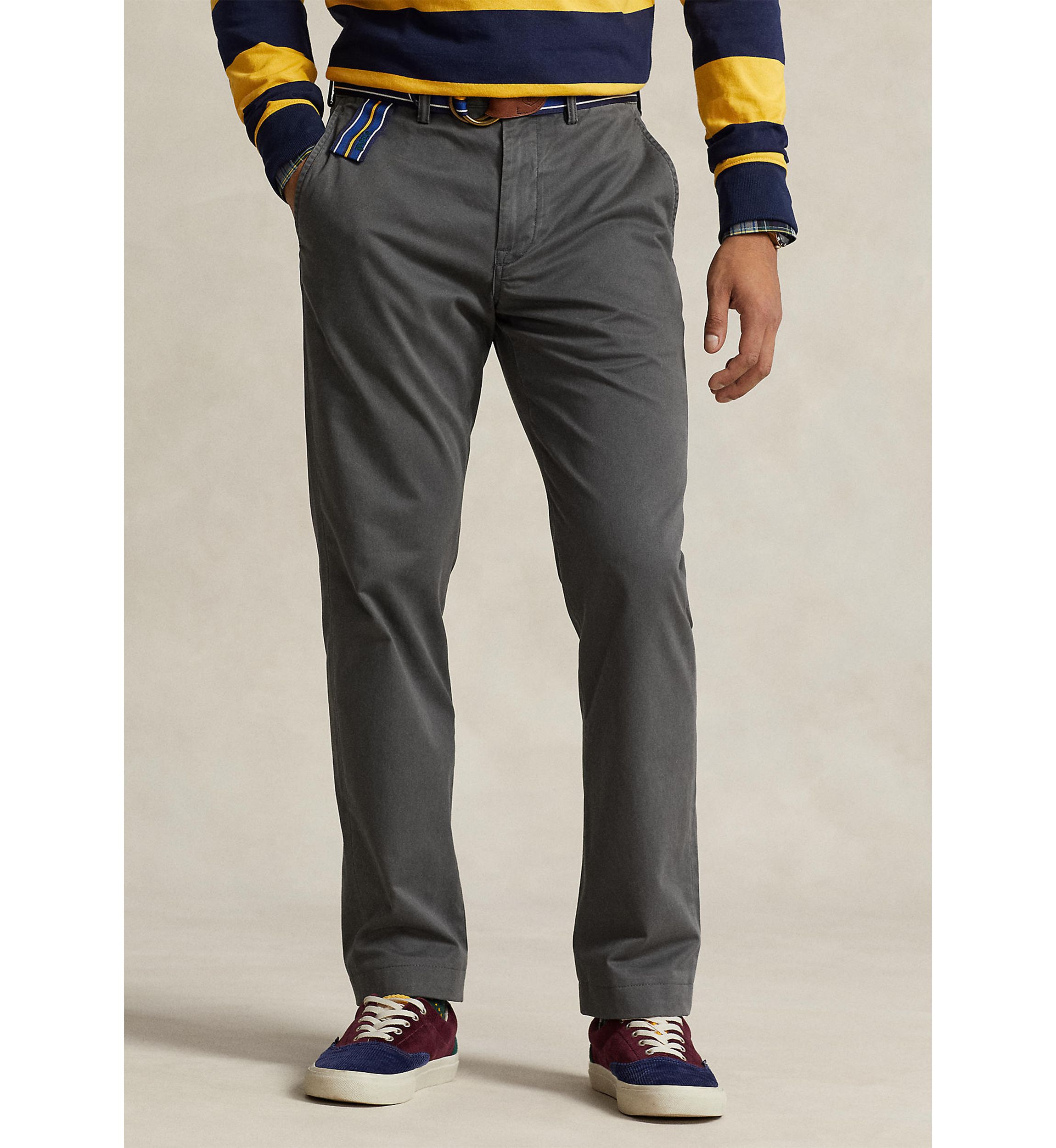 Stretch Straight Fit Washed Chino Pants