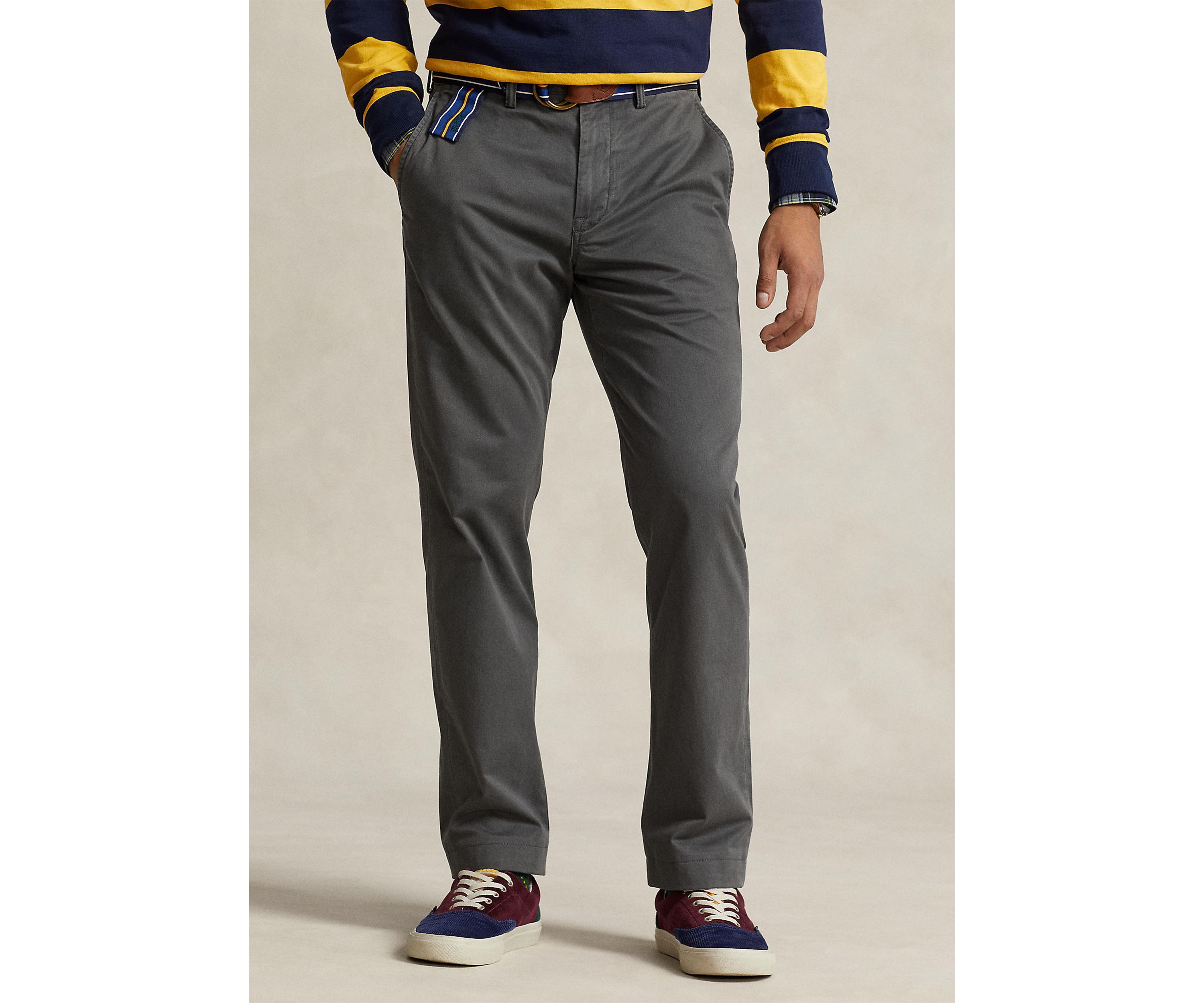Stretch Straight Fit Washed Chino Pants