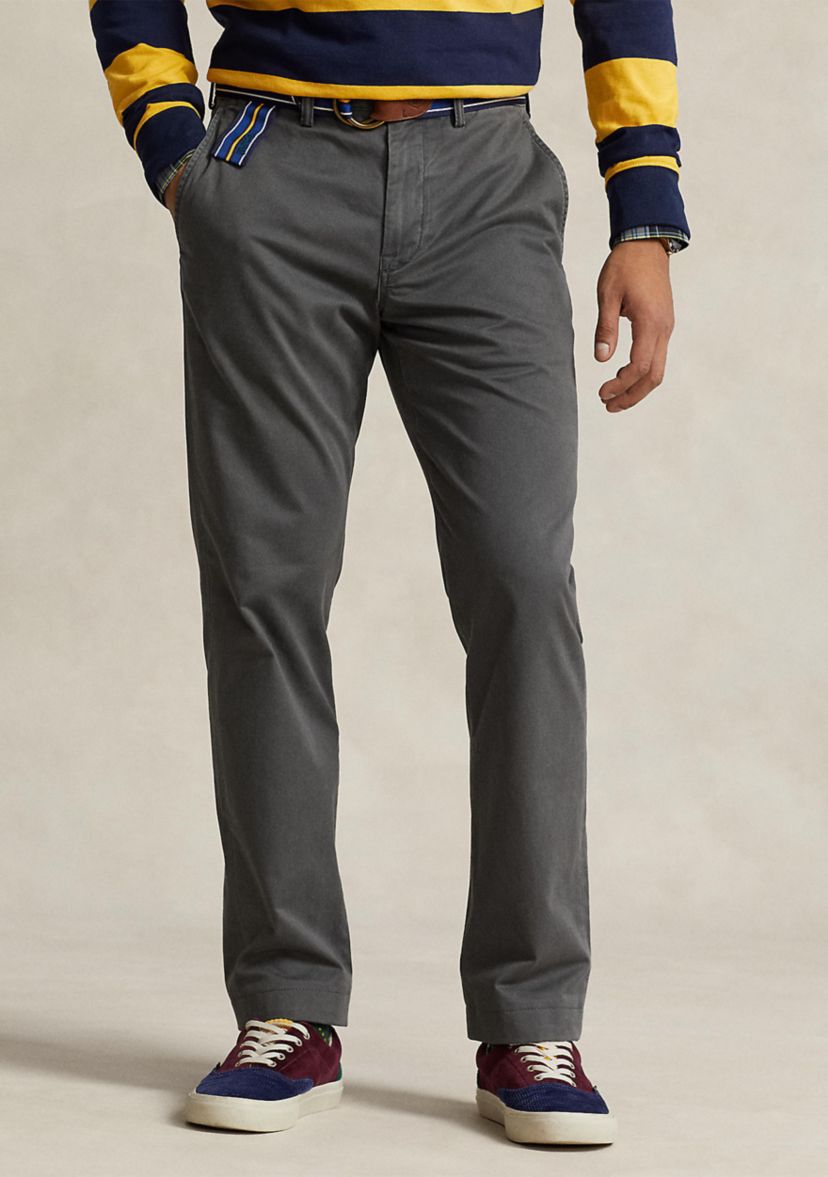 Stretch Straight Fit Washed Chino Pants