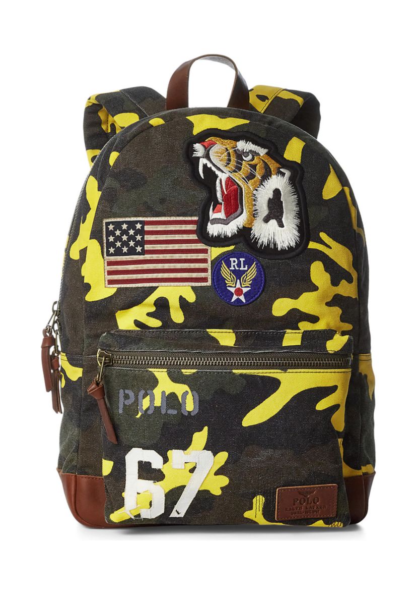 Tiger-Patch Camo Canvas Backpack