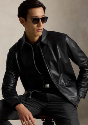 Polo Ralph Lauren Men's The Bayville Leather Jacket, Black, XL