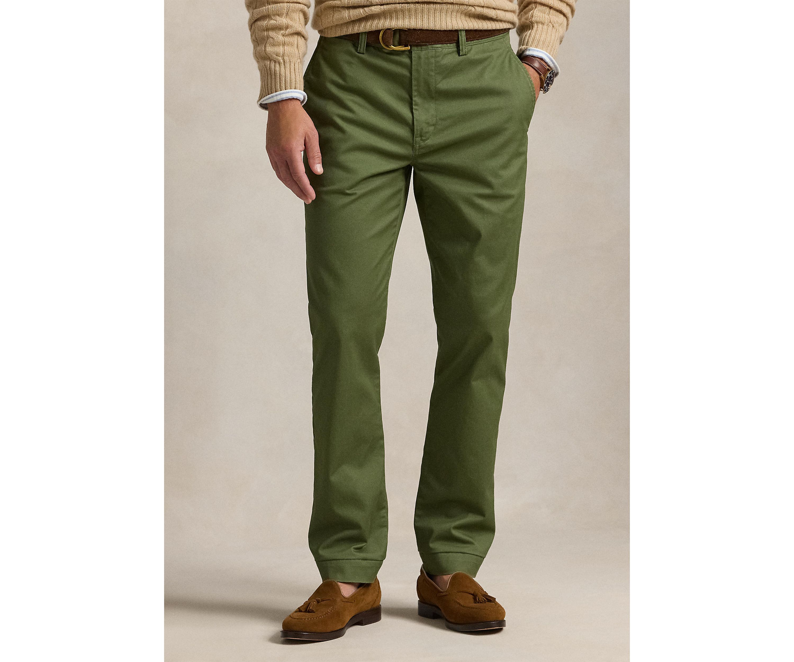 Stretch Straight Fit Washed Chino Pants 