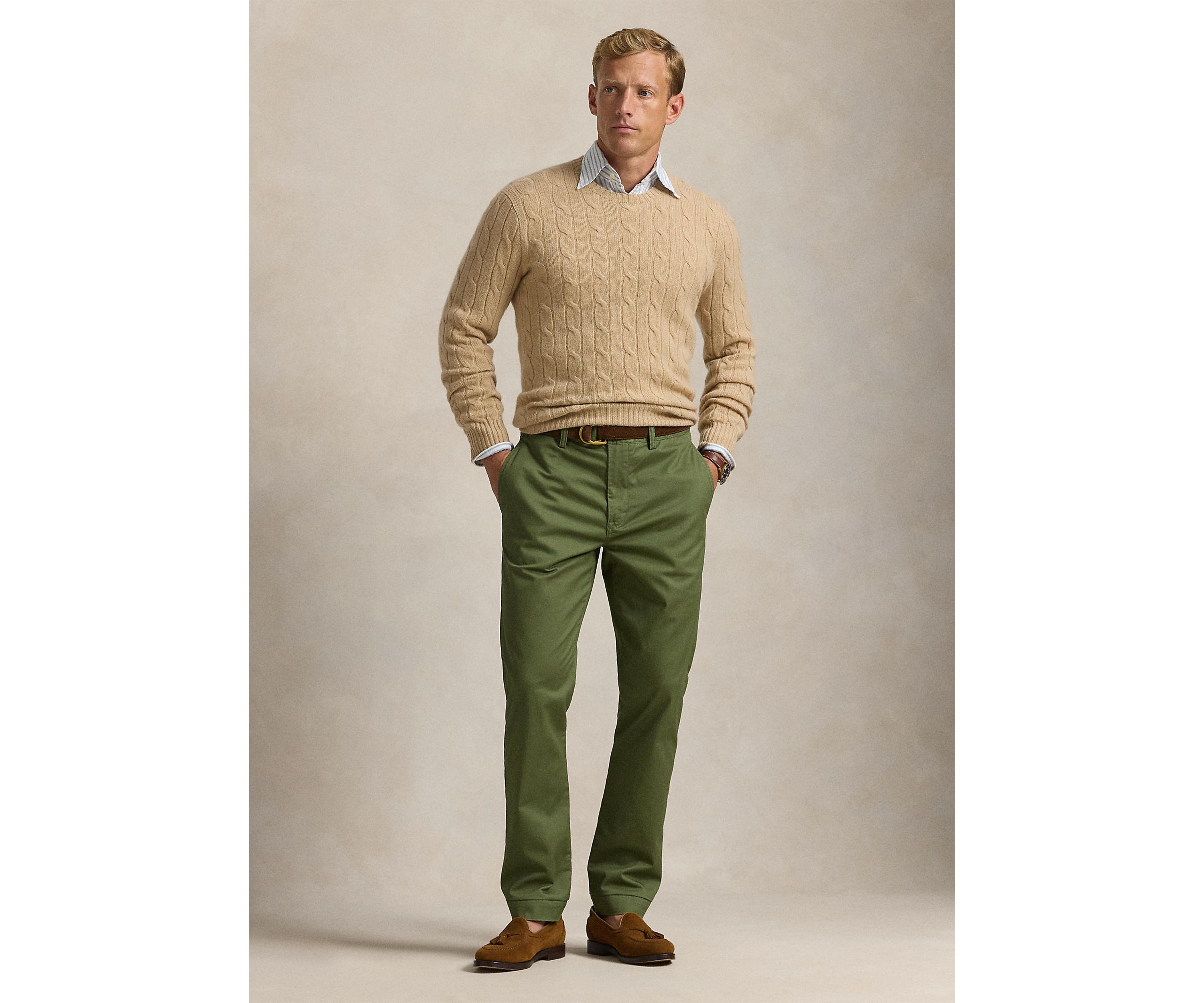 Stretch Straight Fit Washed Chino Pants 