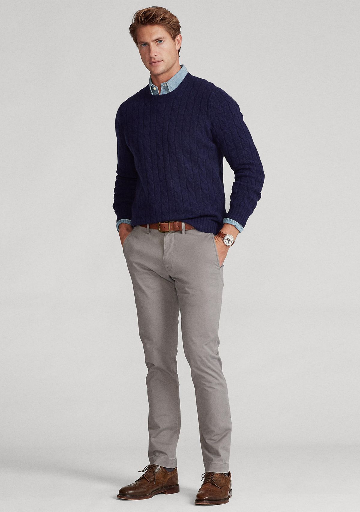 Washed Stretch Slim Fit Chino Pants