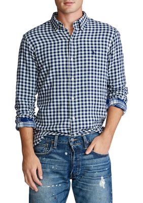 polo ralph lauren classic fit plaid linen shirt