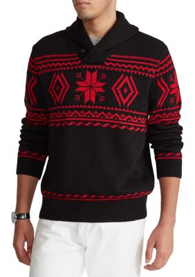shawl collar polo sweater