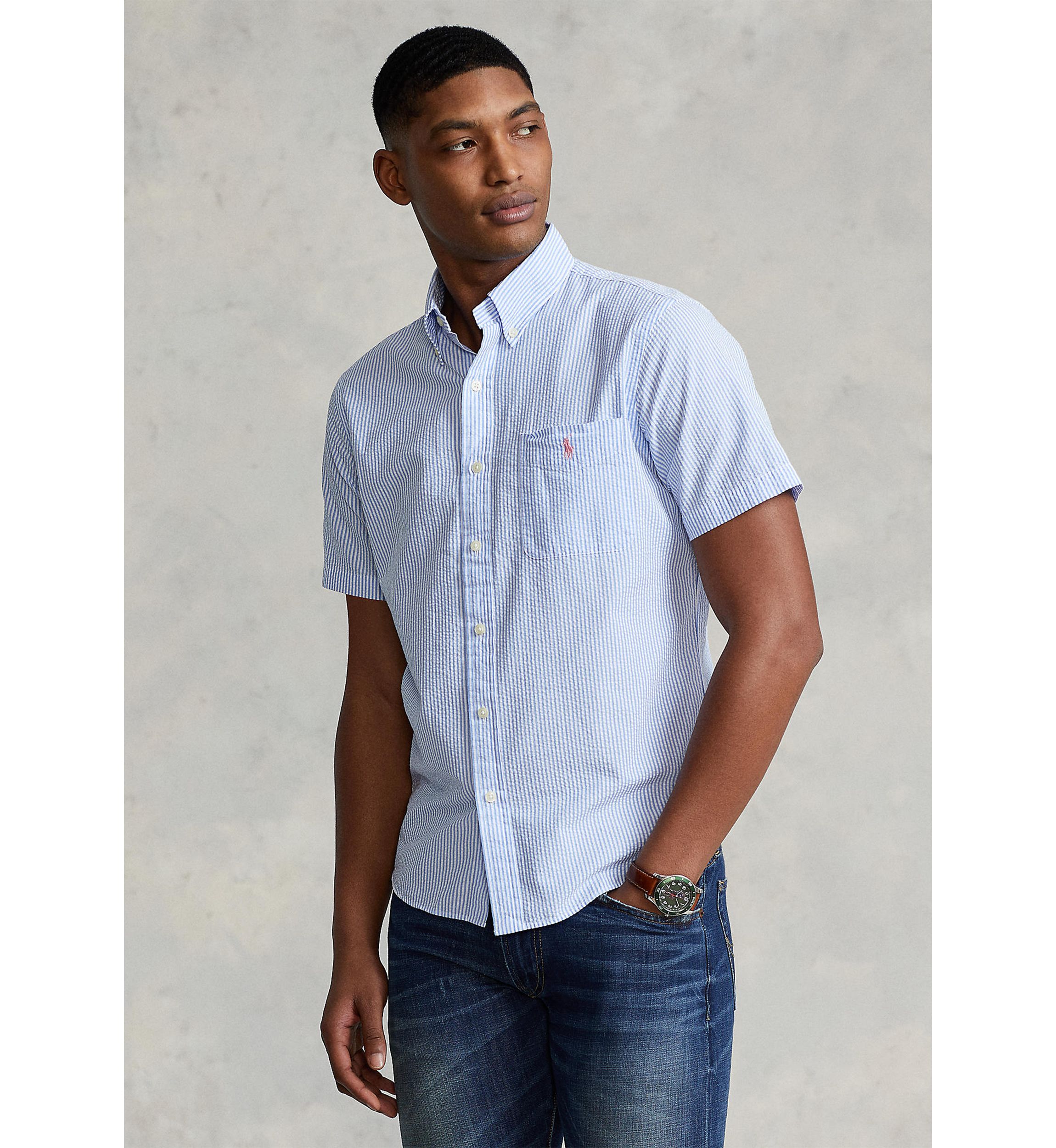 RL Prepster Classic Fit Seersucker Shirt