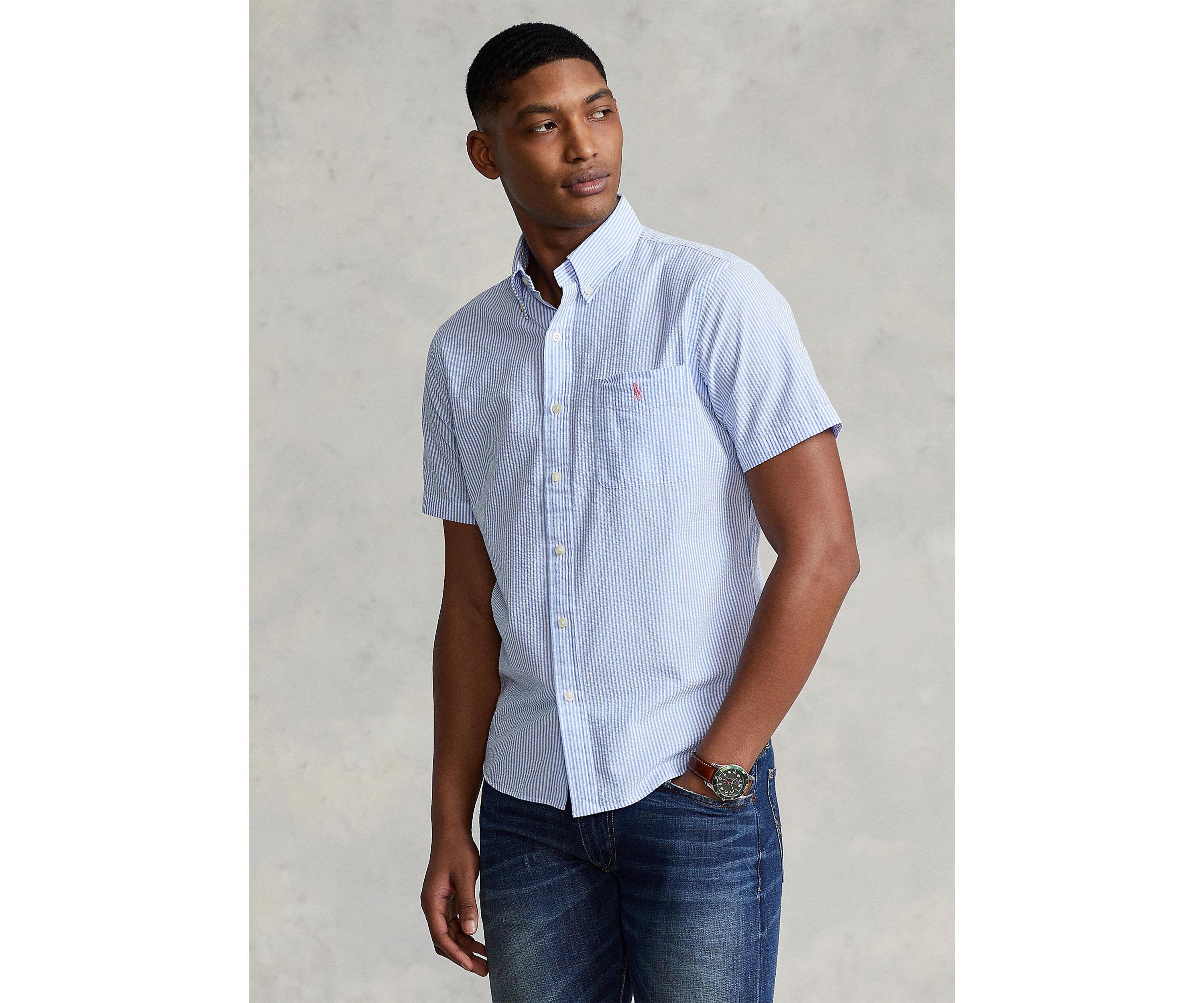 RL Prepster Classic Fit Seersucker Shirt