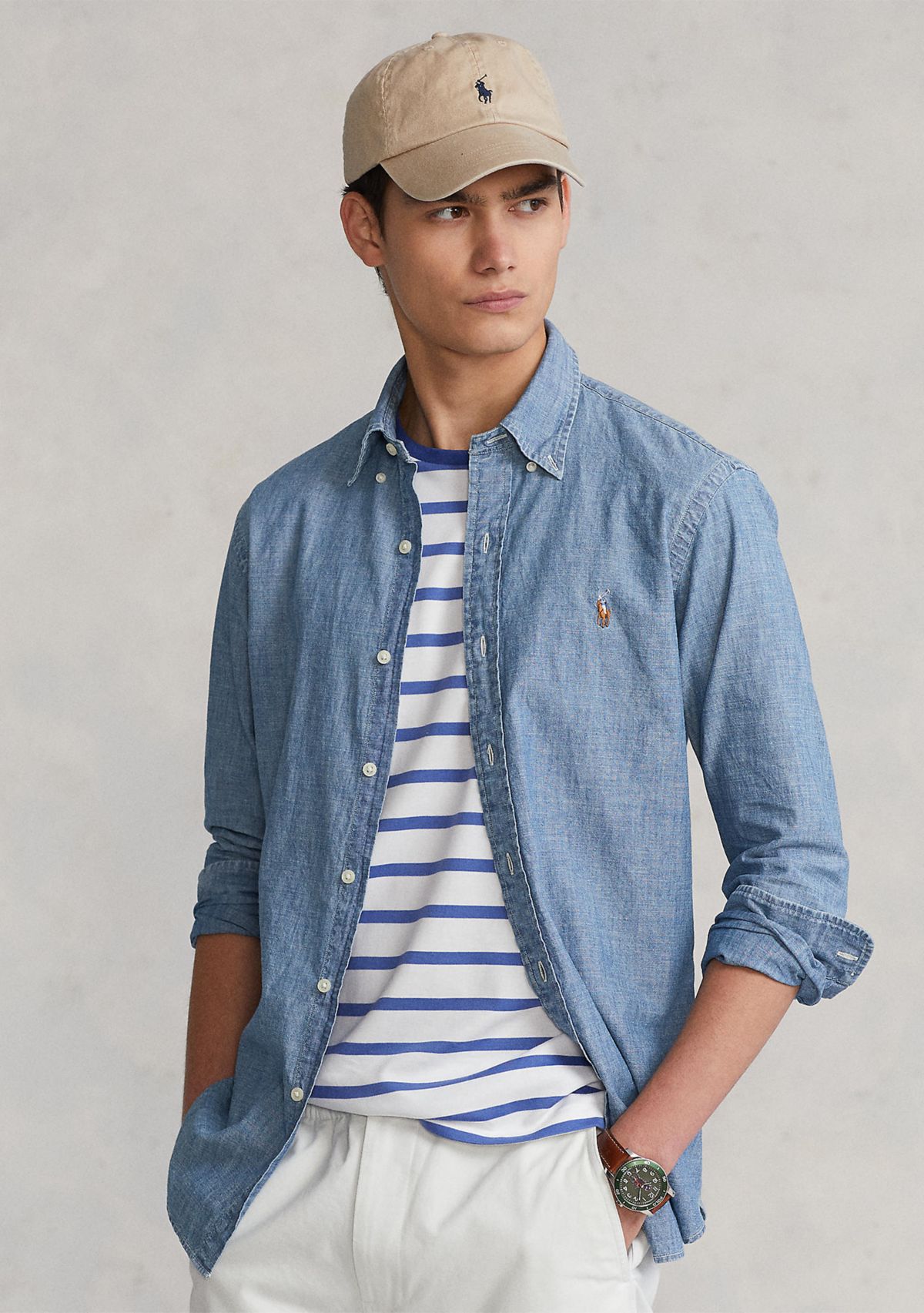 Classic Fit Indigo Chambray Shirt	