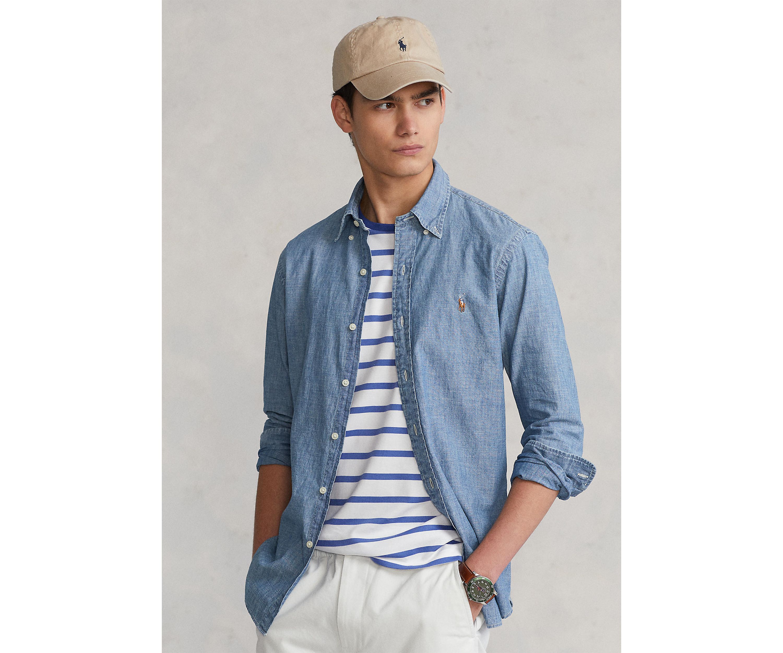 Classic Fit Indigo Chambray Shirt	