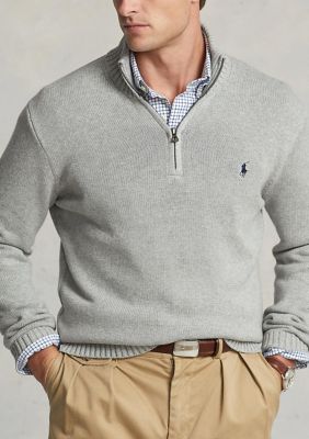 Polo Ralph Lauren Cotton Quarter-Zip Sweater, Grey, 2XL