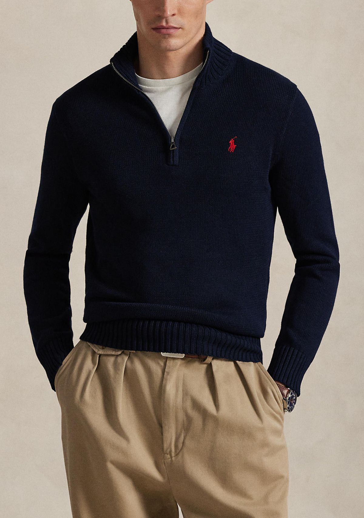 Cotton Quarter-Zip Sweater
