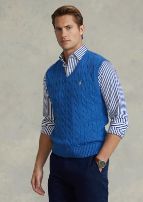 Cable-Knit Cotton V-Neck Sweater Vest, Ralph Lauren