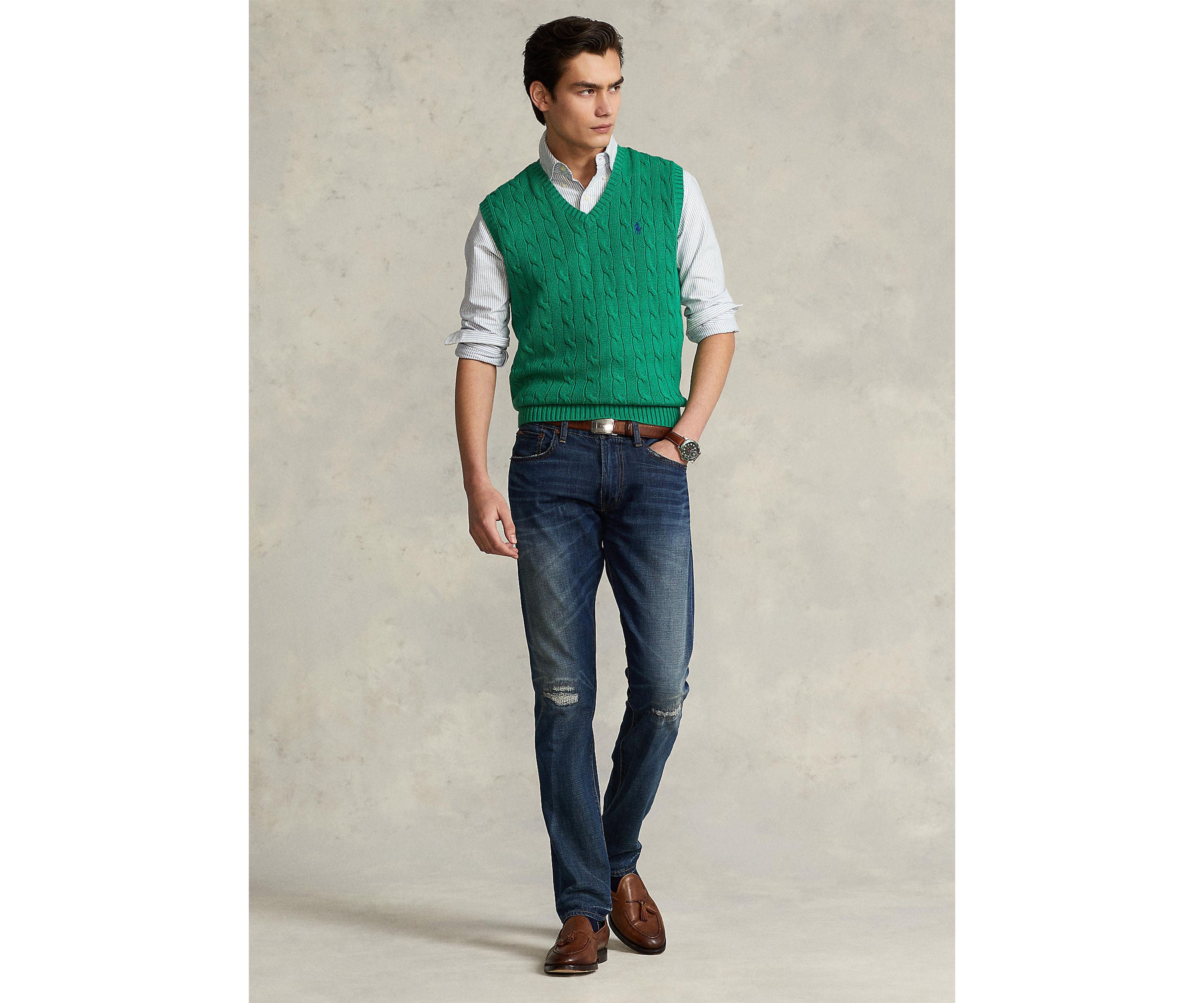Cable-Knit Cotton Sweater Vest