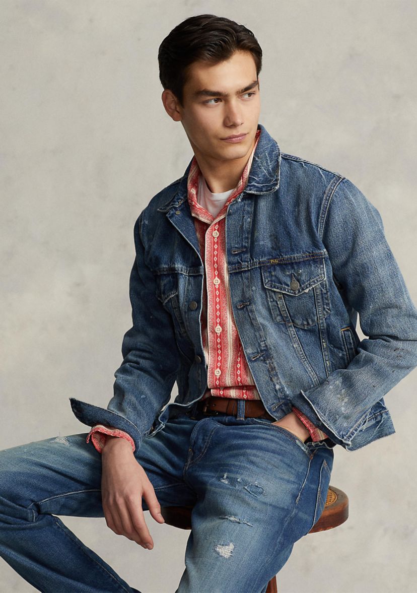 Paint-Splatter Denim Trucker Jacket