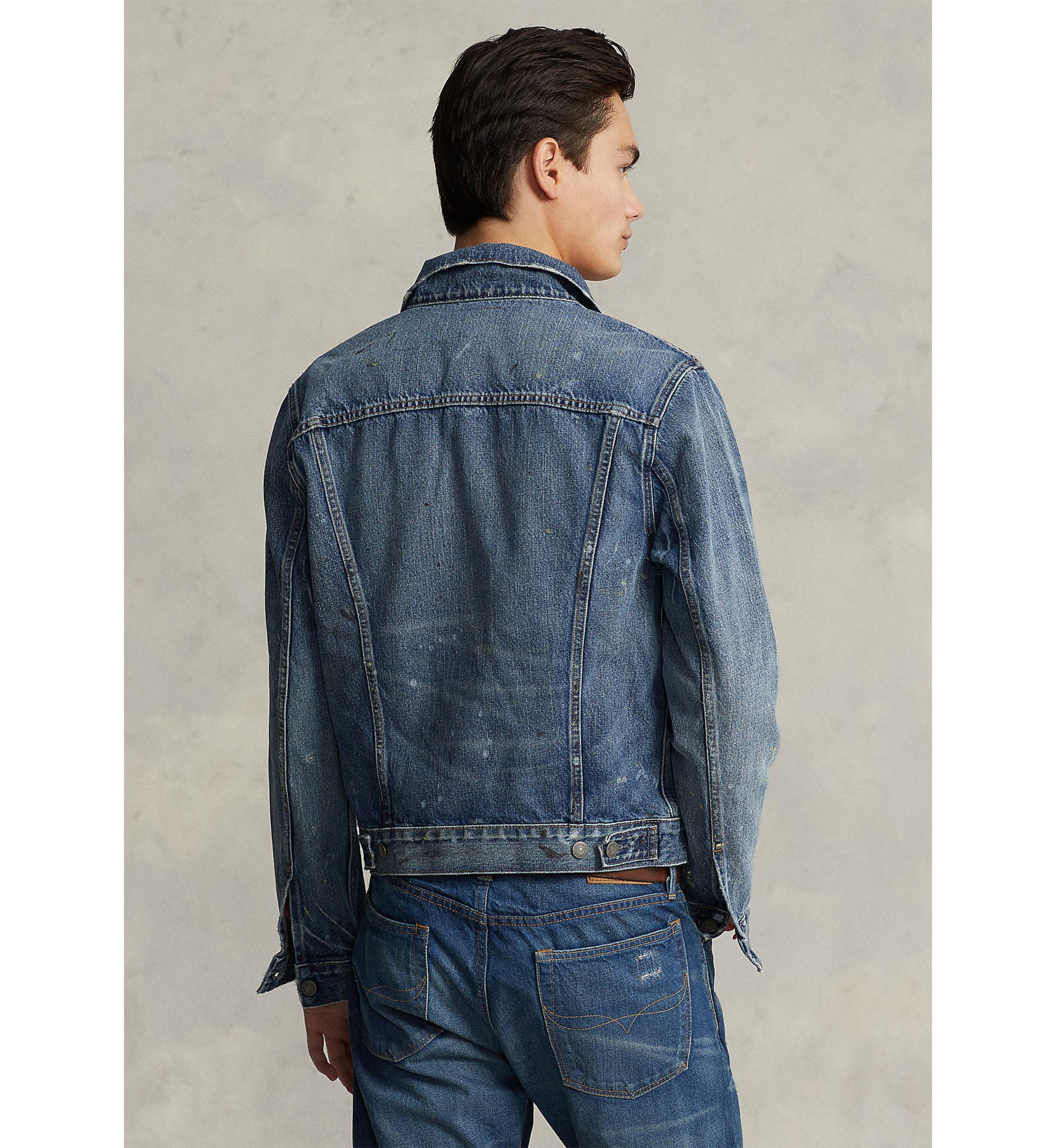 Paint-Splatter Denim Trucker Jacket