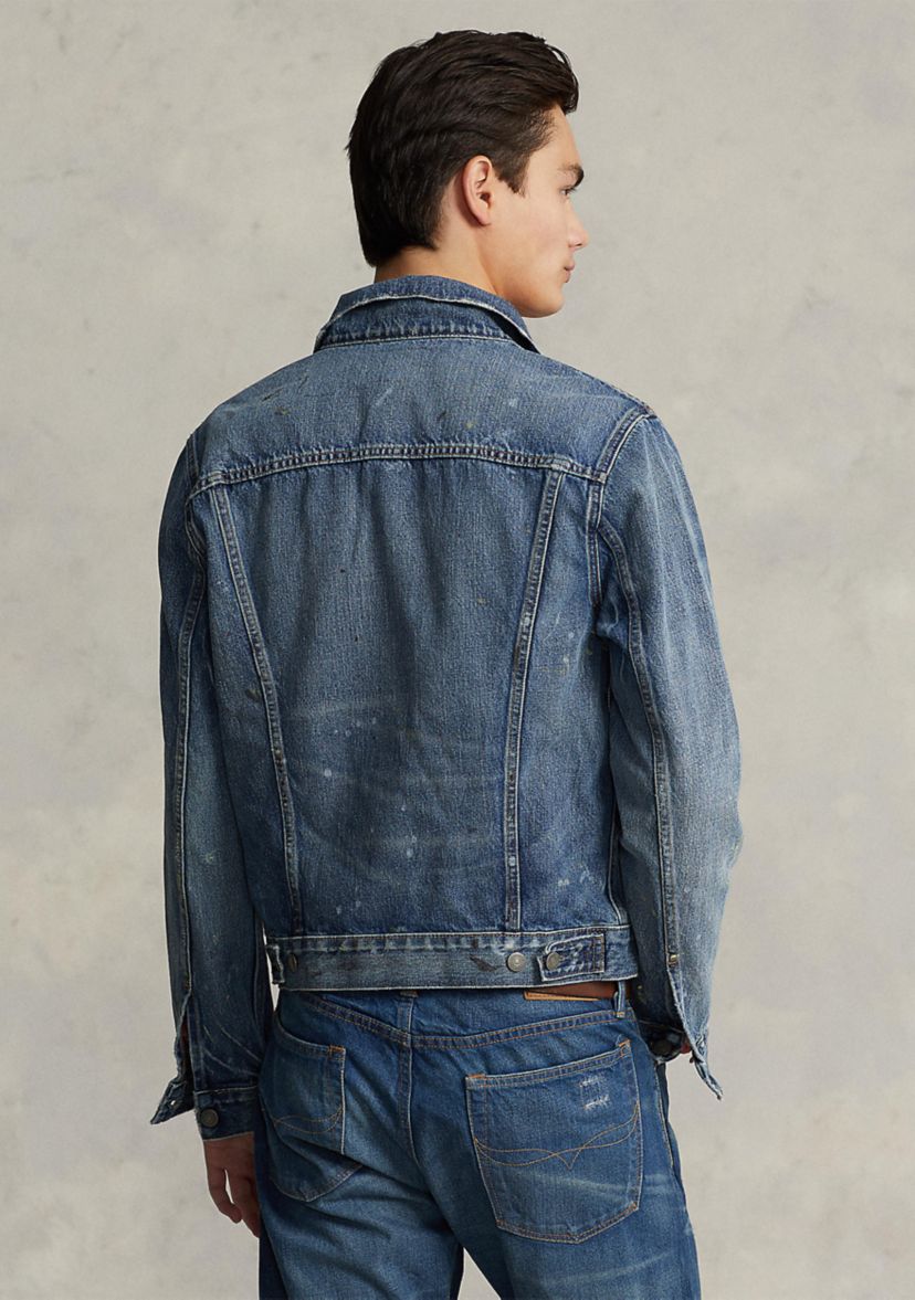 Paint-Splatter Denim Trucker Jacket