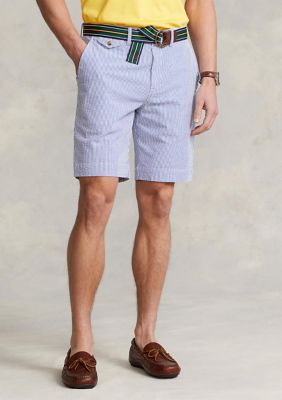 Polo Ralph Lauren Men's 9.25" Stretch Classic Fit Seersucker Shorts, Blue, 36