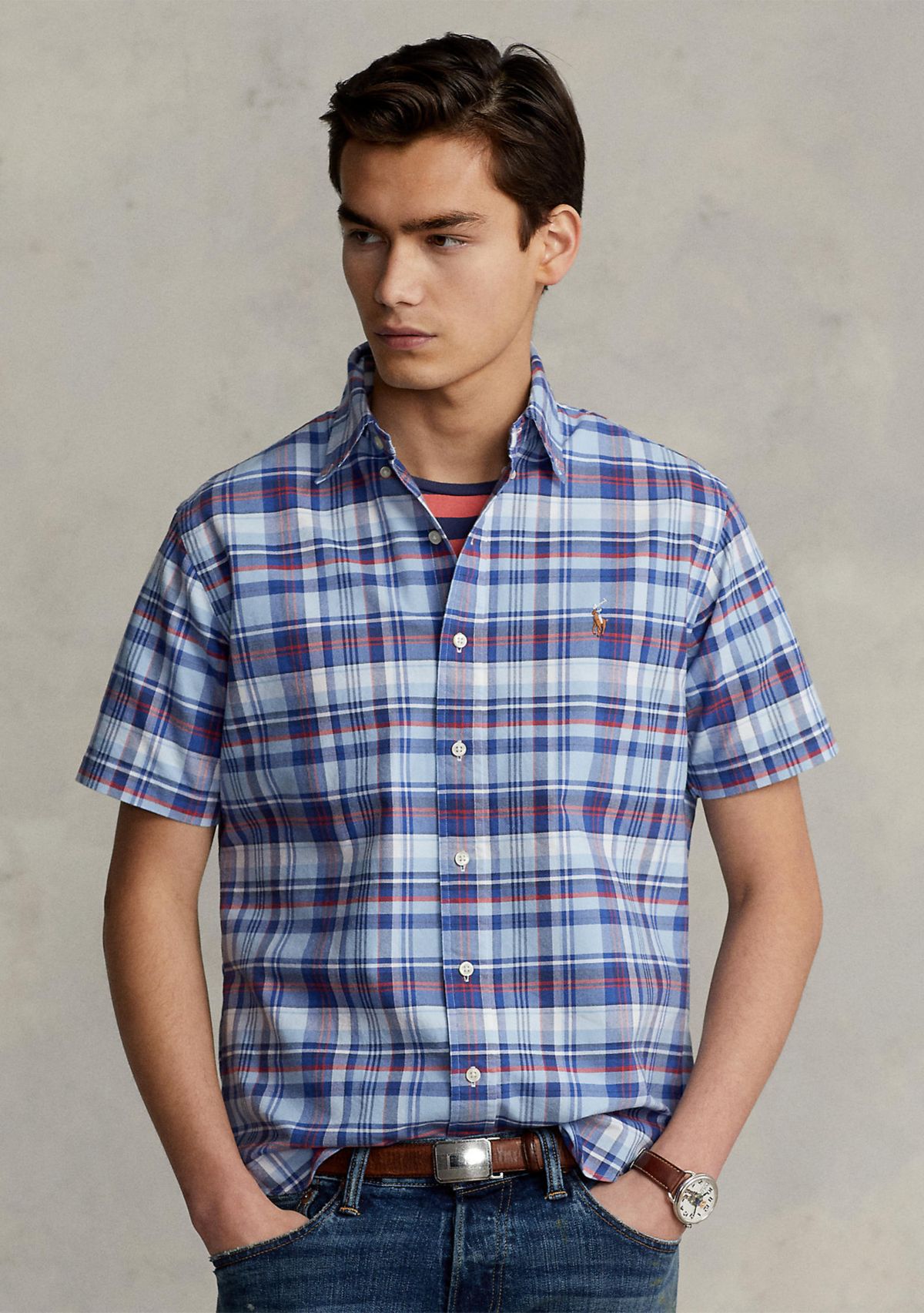 Classic Fit Plaid Oxford Shirt