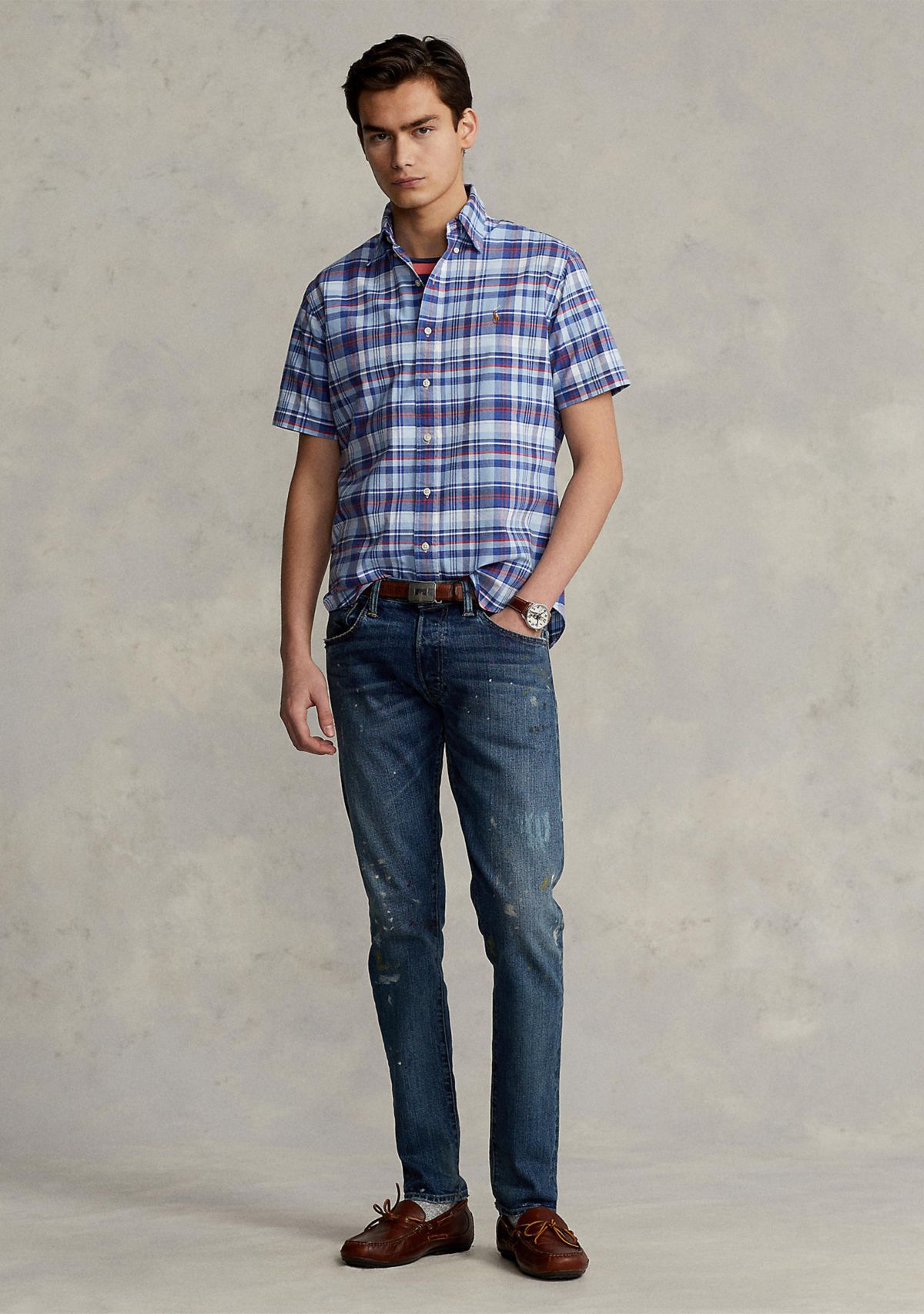 Classic Fit Plaid Oxford Shirt