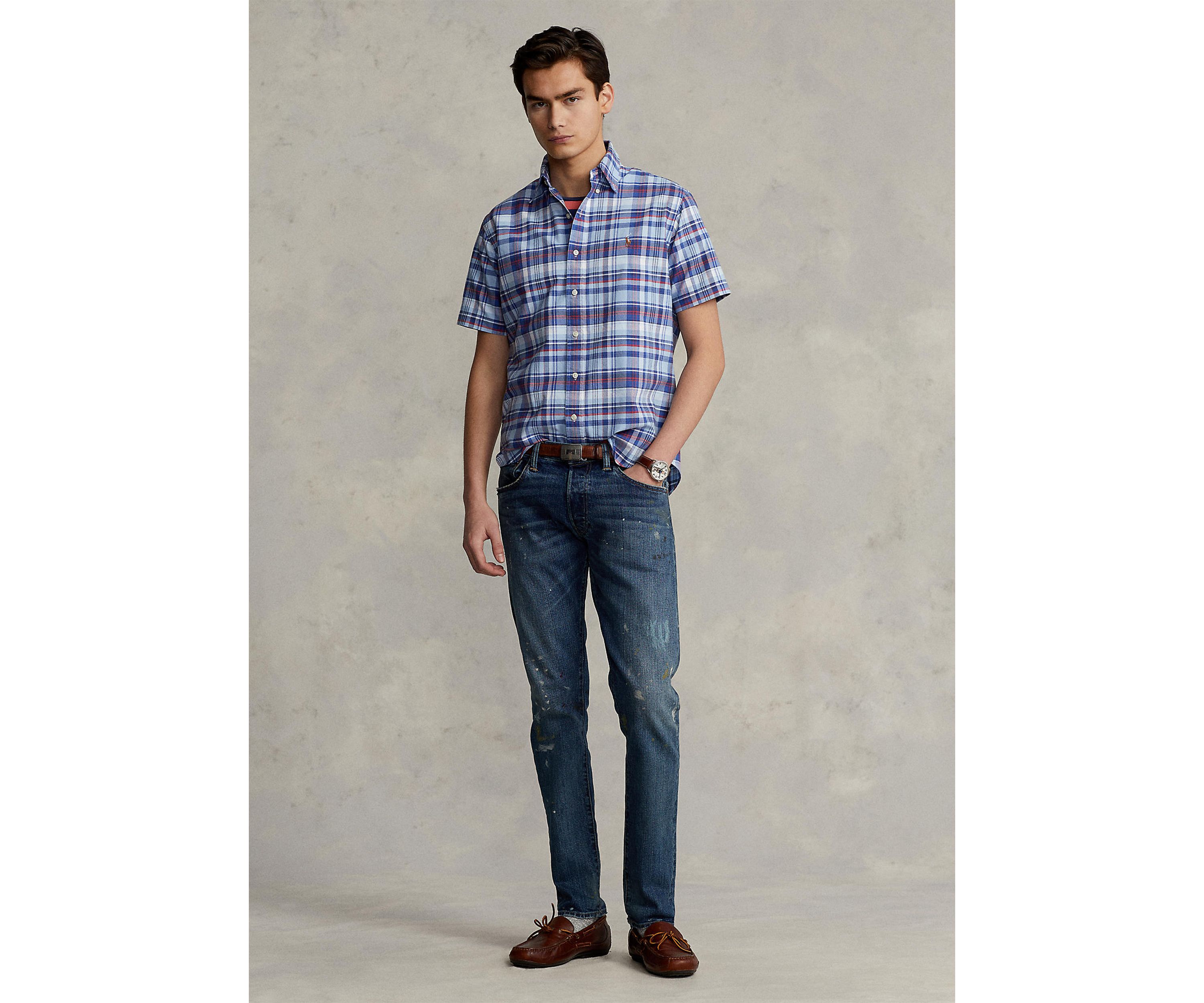 Classic Fit Plaid Oxford Shirt