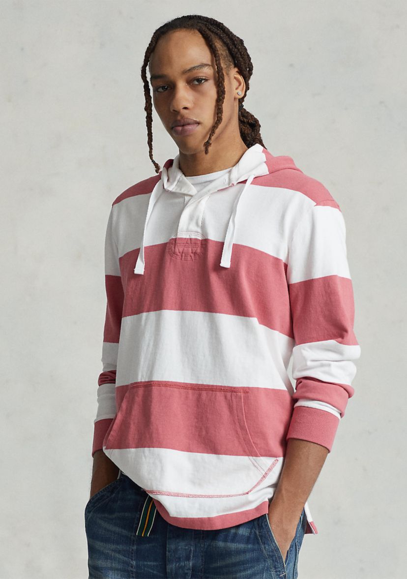 Striped Jersey Hooded Rugby Shirt