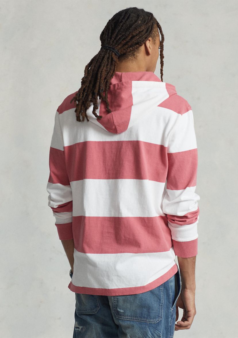 Striped Jersey Hooded Rugby Shirt
