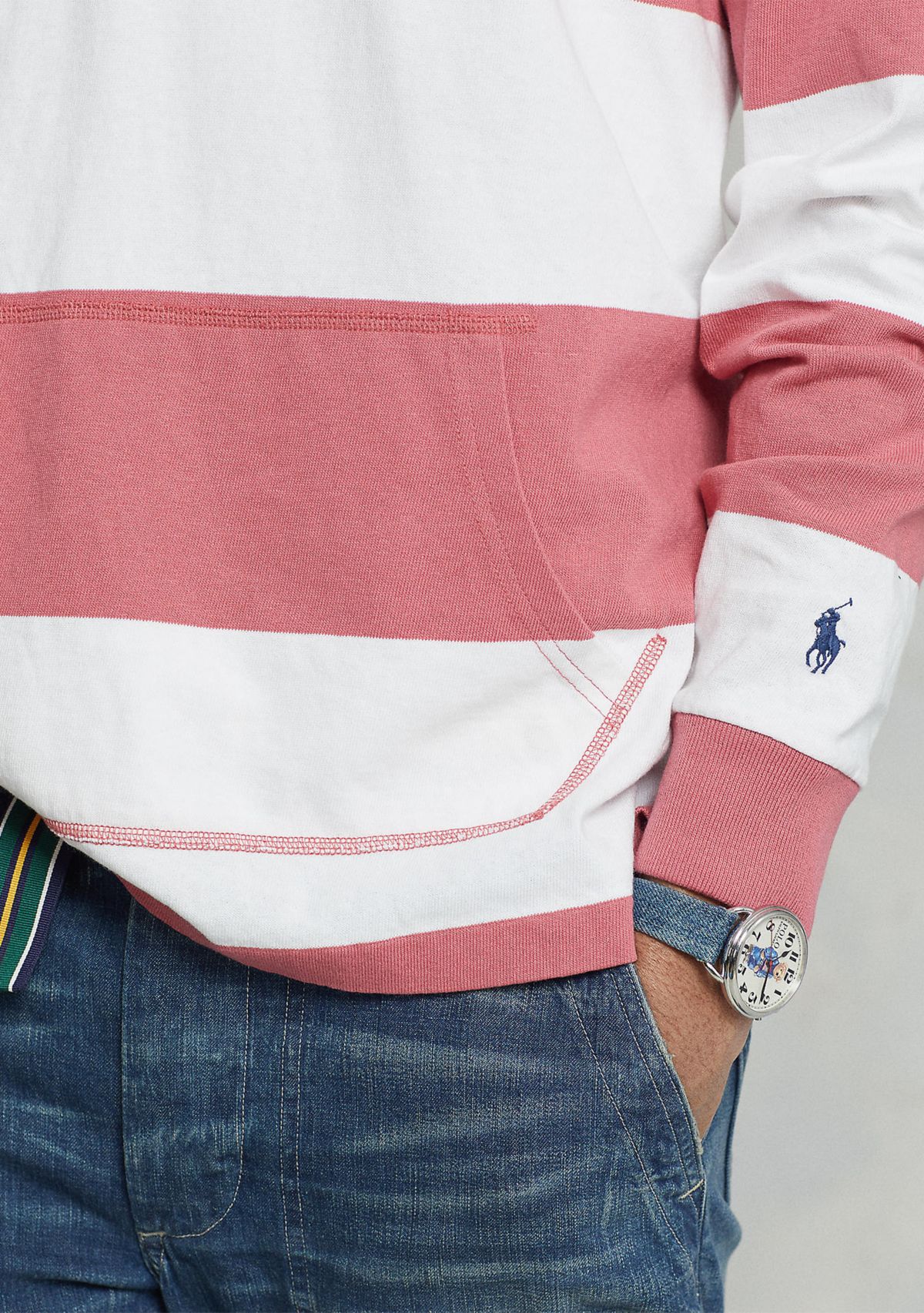 Striped Jersey Hooded Rugby Shirt