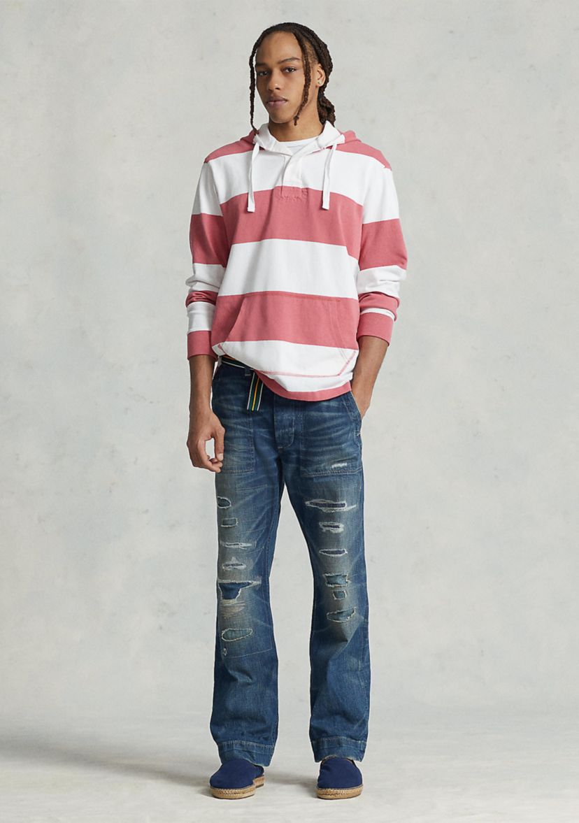 Striped Jersey Hooded Rugby Shirt