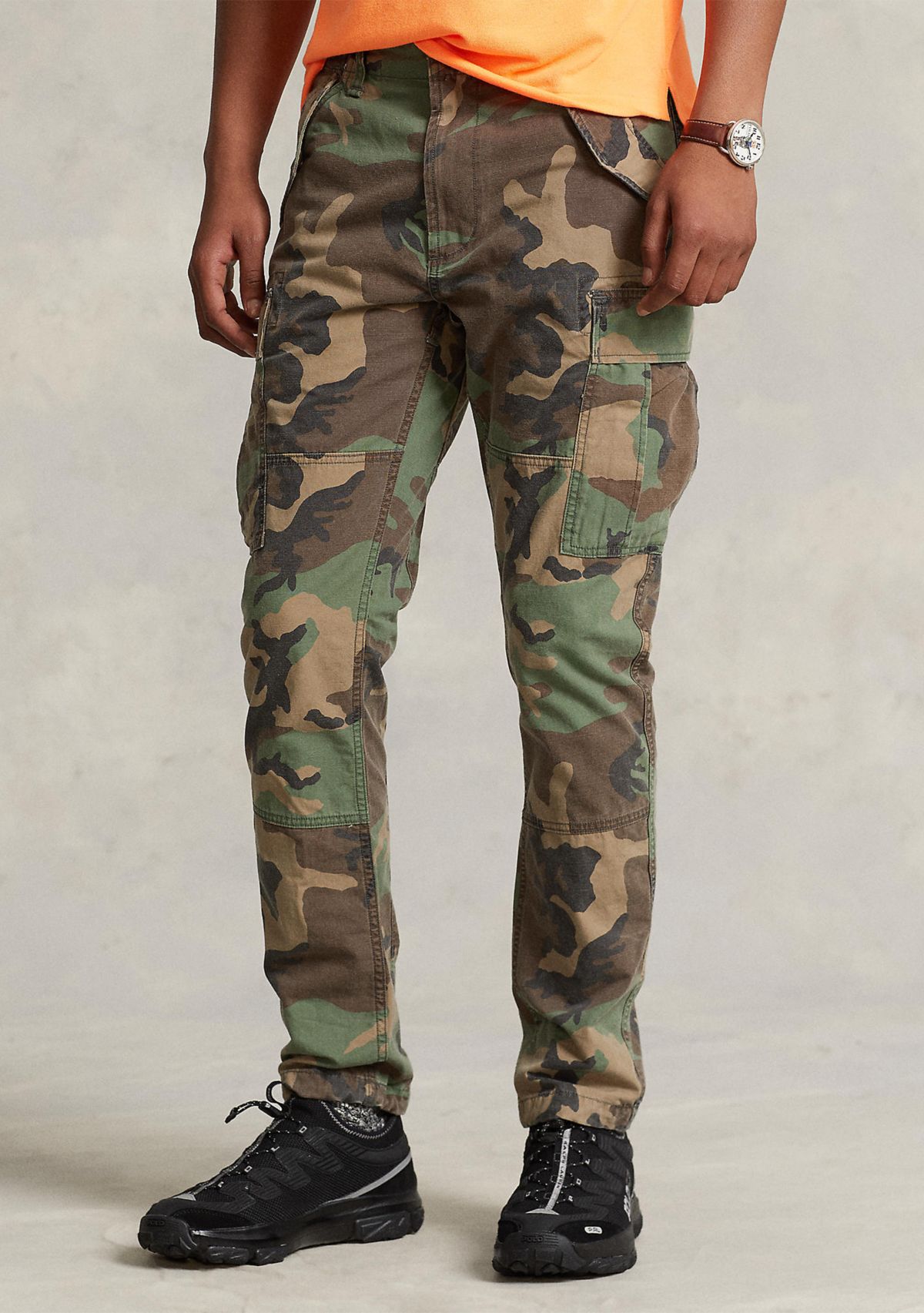 Slim Fit Camo Canvas Cargo Pants