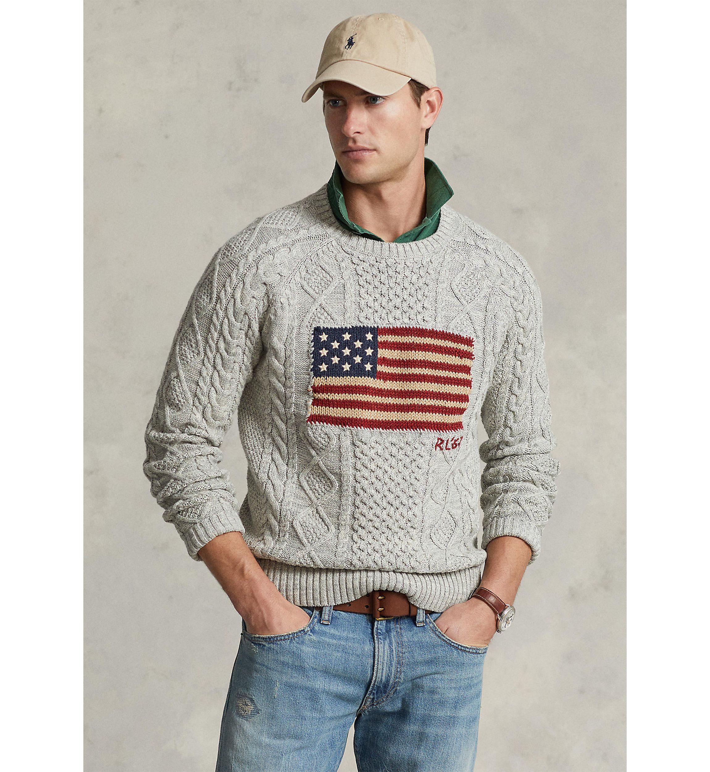 Aran-Knit Flag Sweater