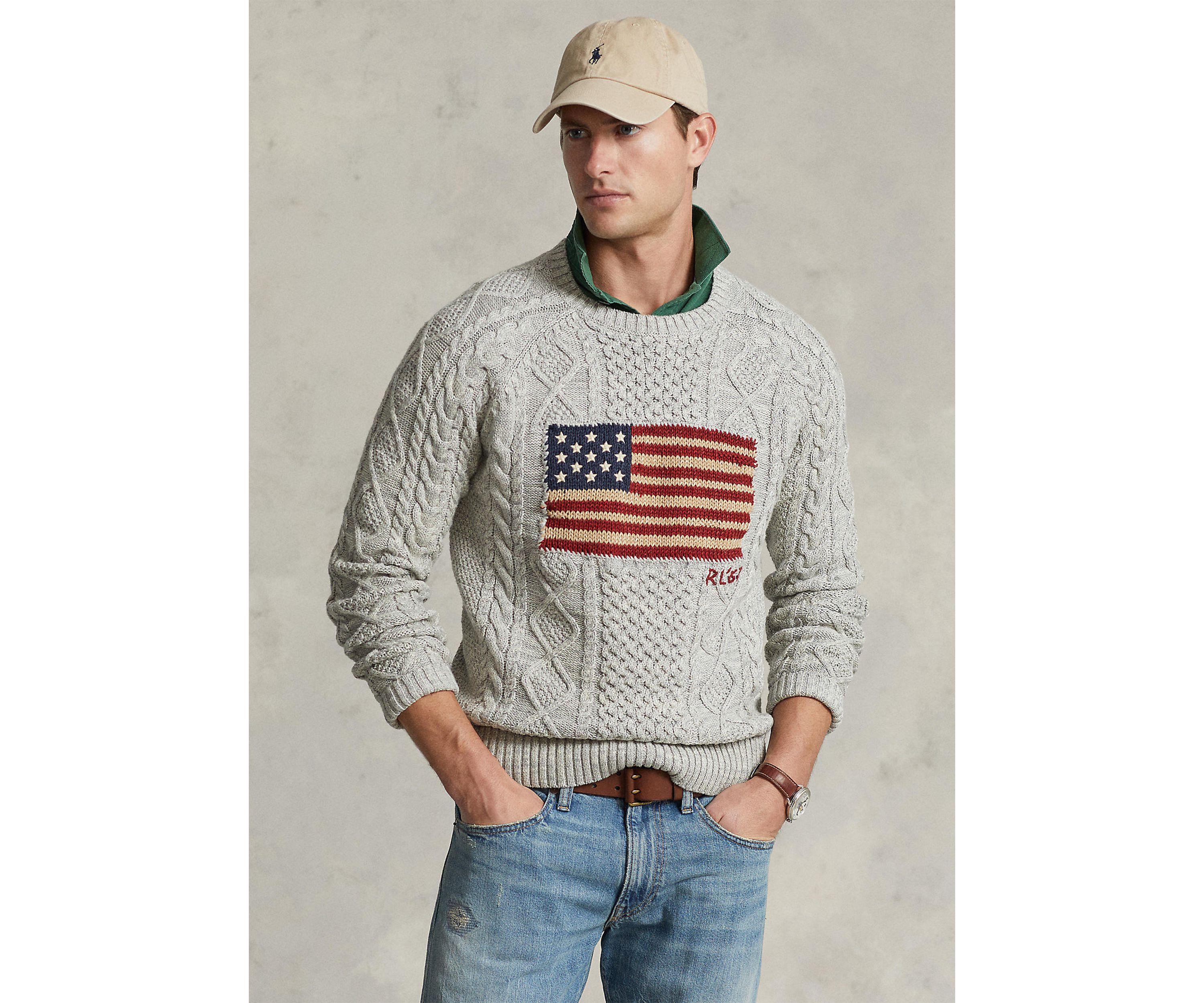 Aran-Knit Flag Sweater