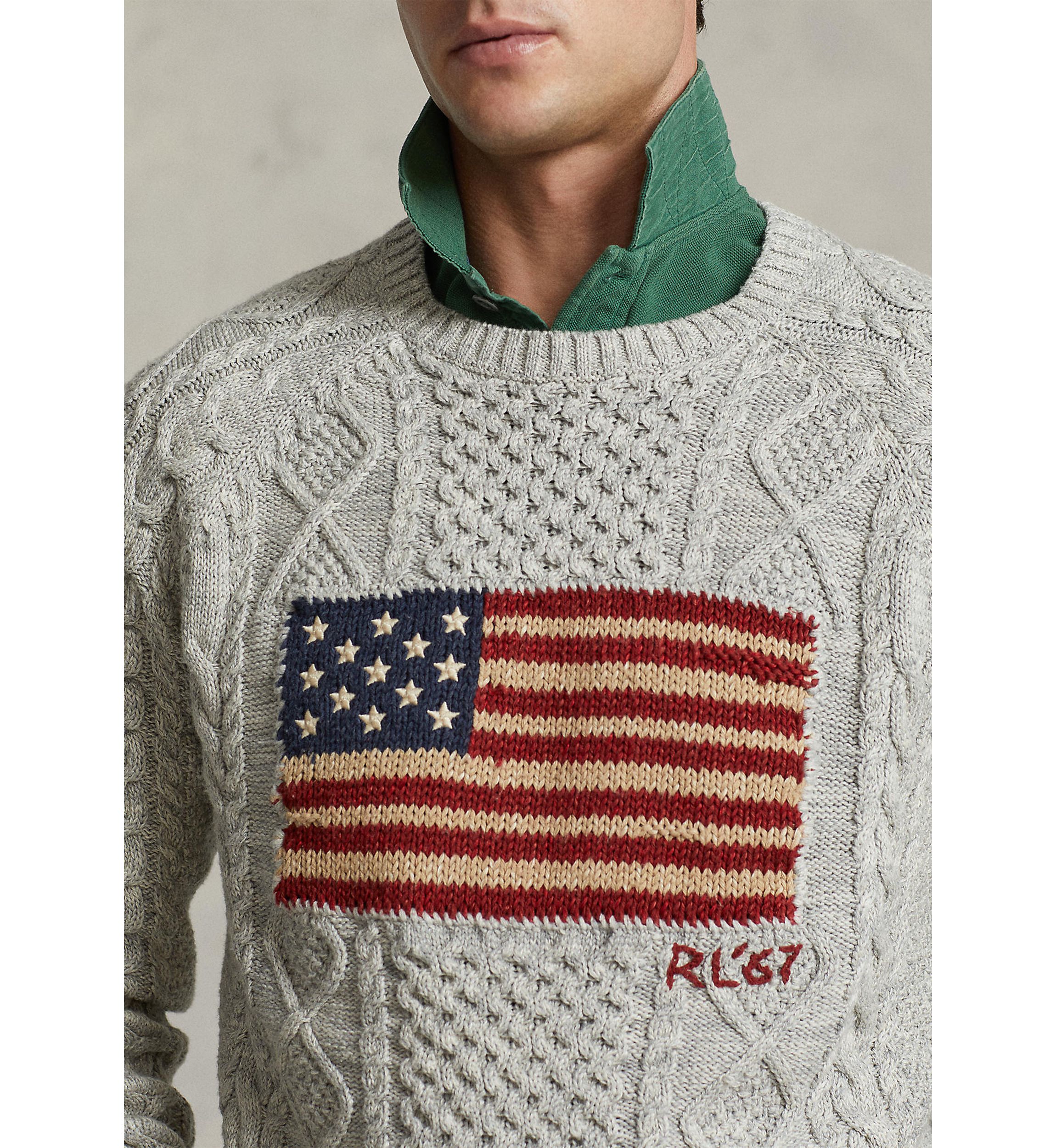 Aran-Knit Flag Sweater