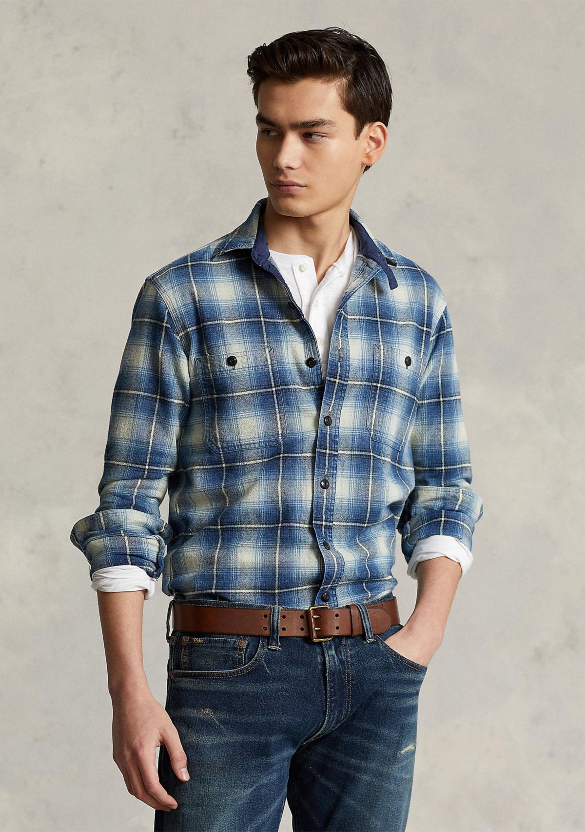 Classic Fit Plaid Flannel Work Shirt