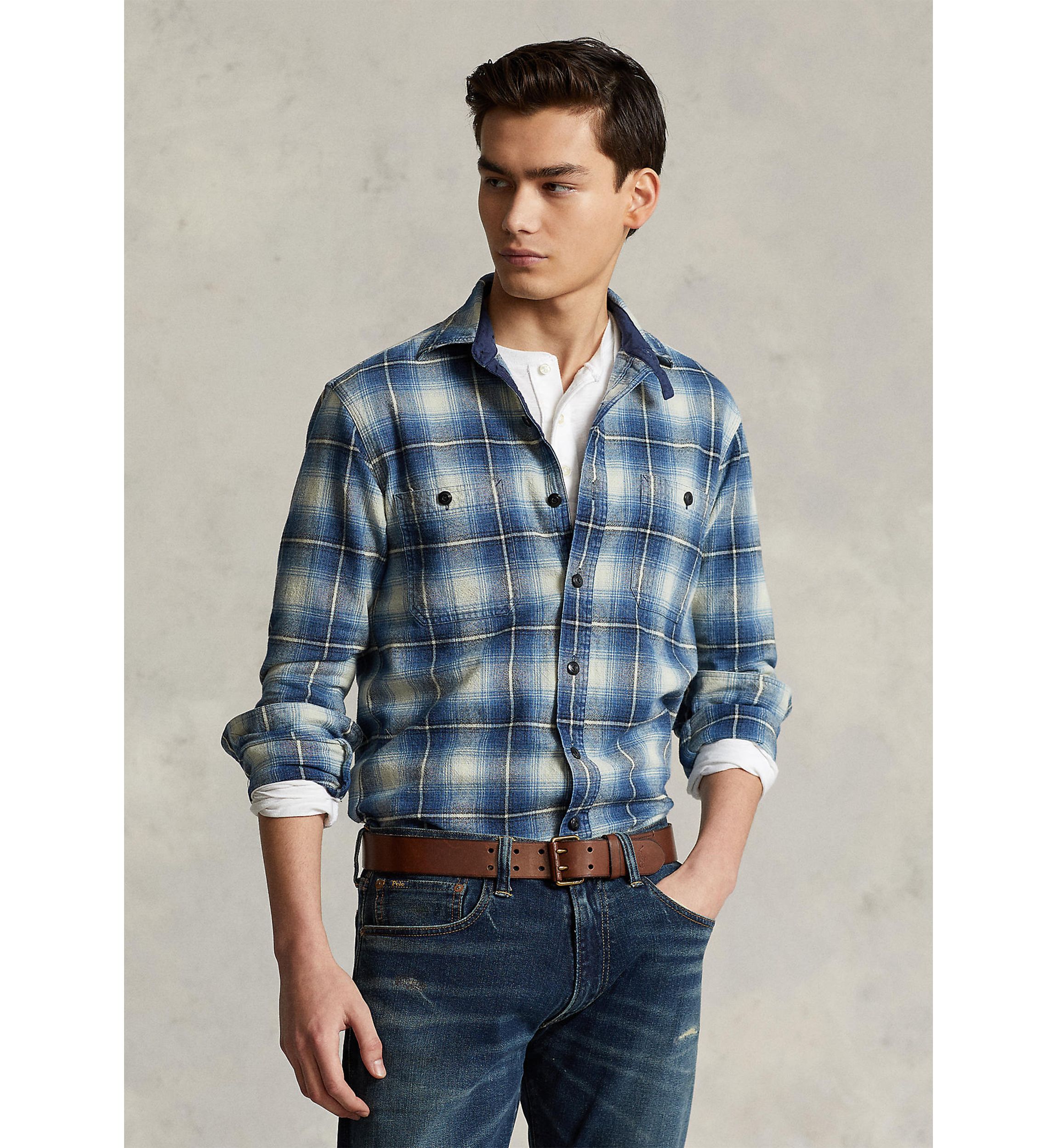 Classic Fit Plaid Flannel Work Shirt