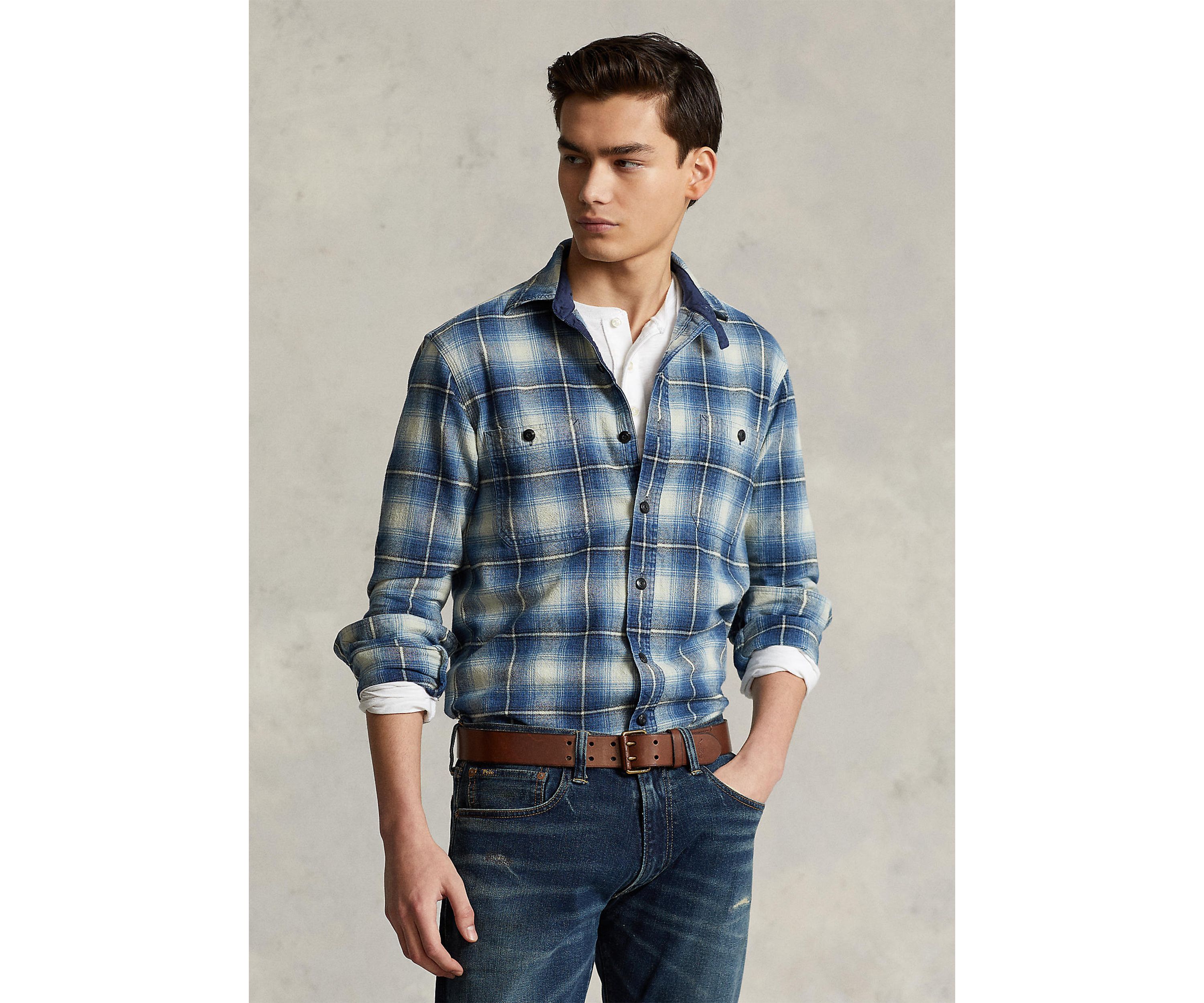 Classic Fit Plaid Flannel Work Shirt