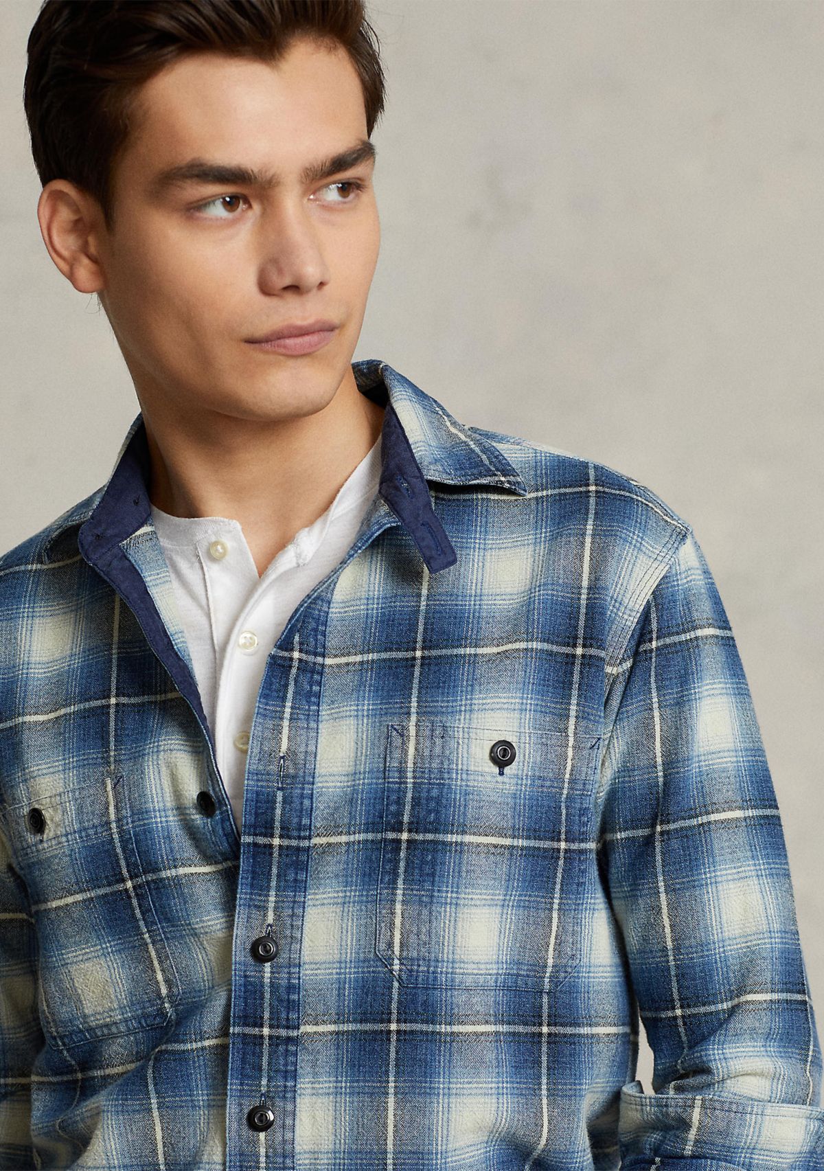 Classic Fit Plaid Flannel Work Shirt