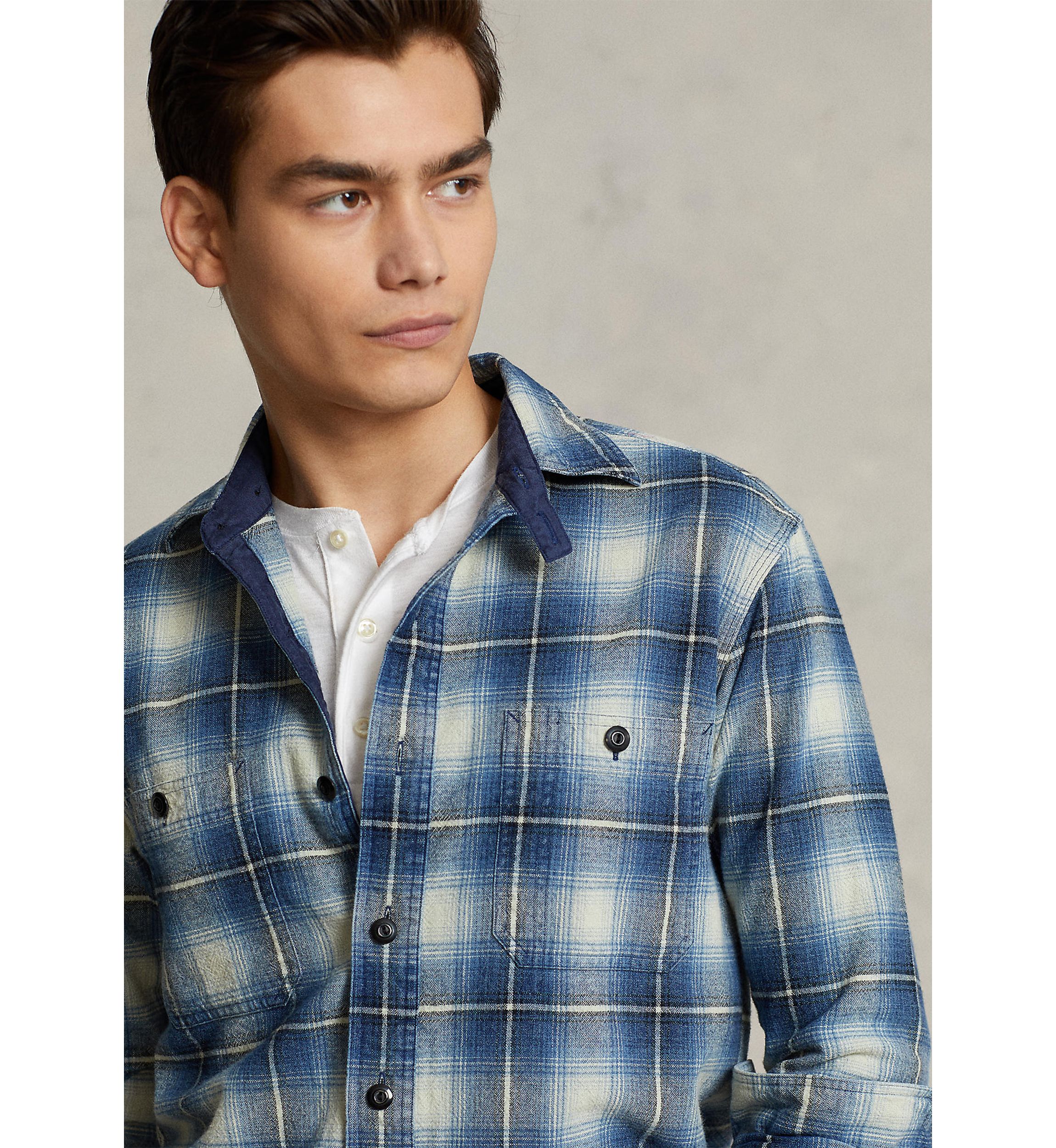 Classic Fit Plaid Flannel Work Shirt