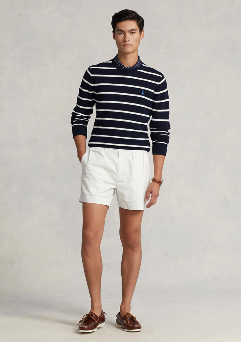 Striped Mesh-Knit Cotton Sweater 