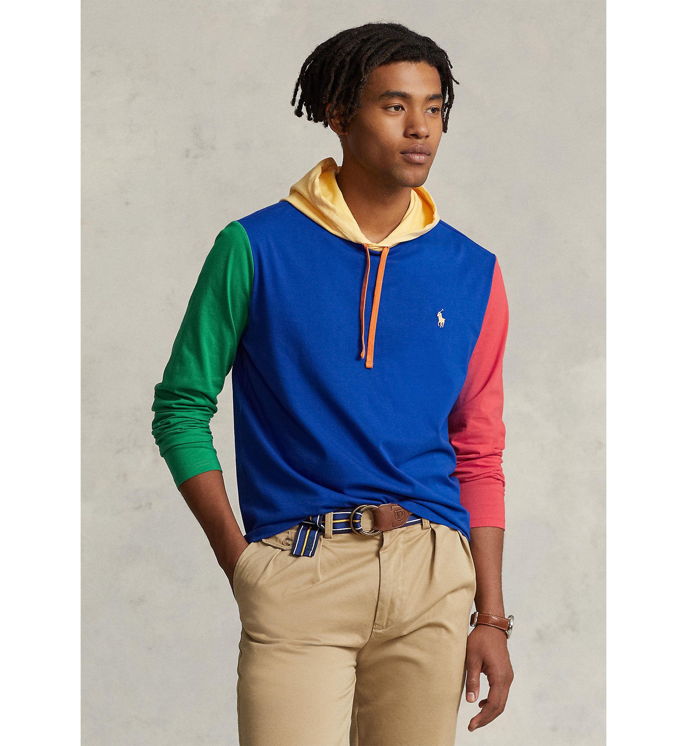 Color-Blocked Jersey Hooded T-Shirt